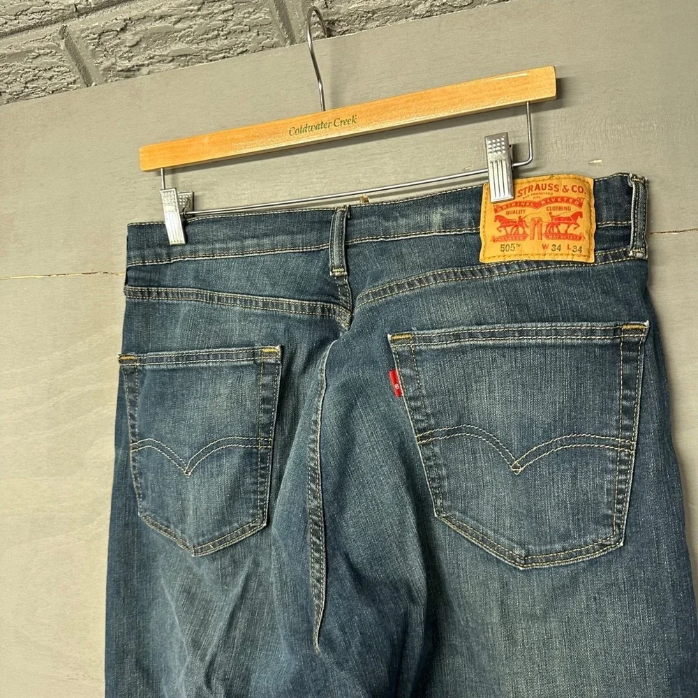 Levi Strauss 505 Mens Jeans W34 L34 Blue Straight‎ Fit Denim Pants